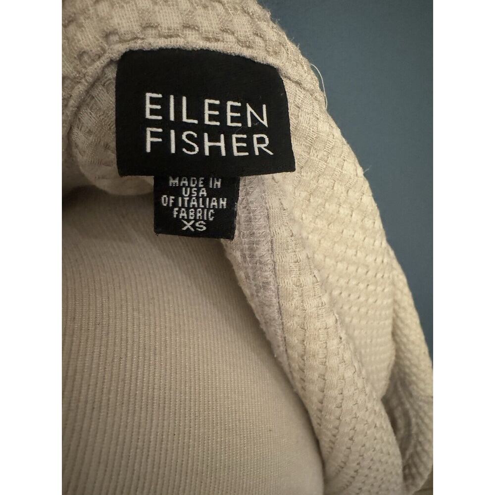 Eileen Fisher XS Beige Cream Italian Cotton Waffle Organic Coastal Shirt USA - Picture 3 of 15